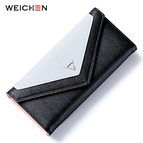 WEICHEN HOT géométrique enveloppe portefeuille femmes marque concepteur femme portefeuille porte-carte téléphone pièce poche dames sac à main de haute qualité ► Photo 1/6