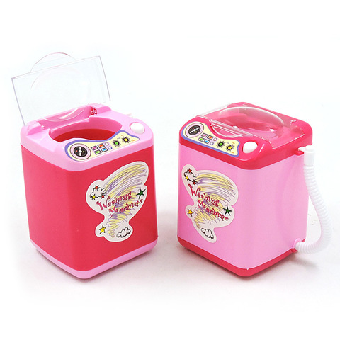 Mini Machine à laver électrique, jouet pour enfants, faire semblant de jouer, pour laver les brosses de maquillage, jouets ménagers, pour filles, rouge, rose, aléatoire ► Photo 1/6