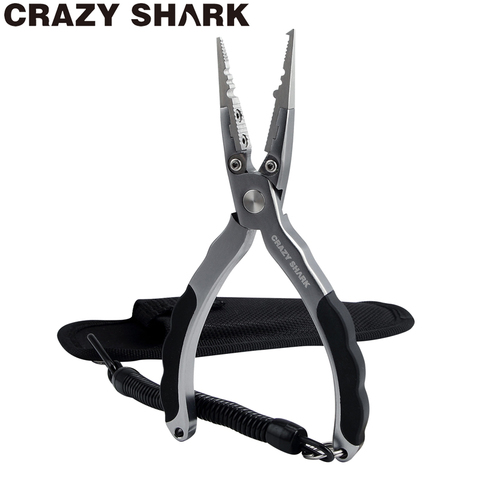 Crazy Shark – pinces de pêche en aluminium de 7 pouces, coupeur d'anneau fendu, pince à sertir la carpe, support de poisson en plomb, dissolvant d'hameçon ► Photo 1/6