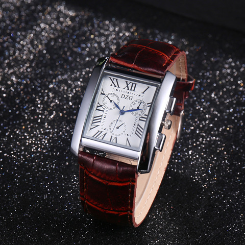 Tendencia de mujer 2022 marque de mode montres femmes dames Quartz nouvelles montres femmes carré montres-bracelets en cuir horloge ► Photo 1/6