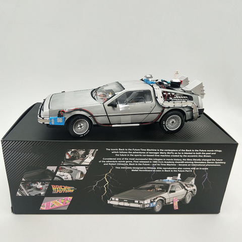 Modèle de voiture DeLorean 1/18, véhicule moulé sous pression, en alliage métallique, 3 pièces, cadeau de collection, DMC-12 ► Photo 1/6