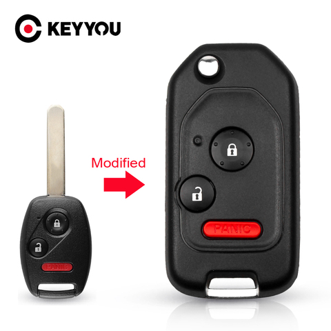 KEYYOU – clé de voiture modifiée pour Honda Accord Civic CRV Pilot 2007 2008 2009 2010 2011 2012 2013, télécommande 2/3/4 boutons pliants ► Photo 1/6