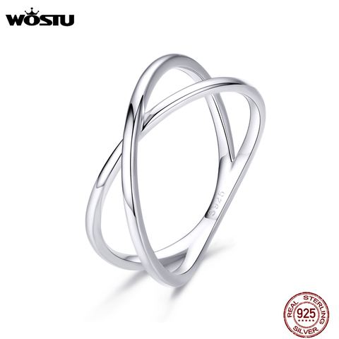 WOSTU 100% réel 925 Stelring argent Double couche croix doigt anneaux classique 2022 nouveaux anneaux pour femmes bijoux cadeau CQR543 ► Photo 1/6