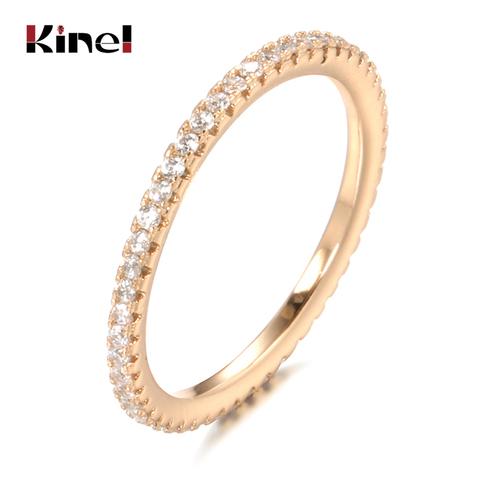 Kinel – bagues en Zircon naturel pour femmes, nouvelle collection 585, couleur or Rose, rangée unique de Micro-cire incrustée, bijoux fins tendance pour fête de mariage ► Photo 1/6