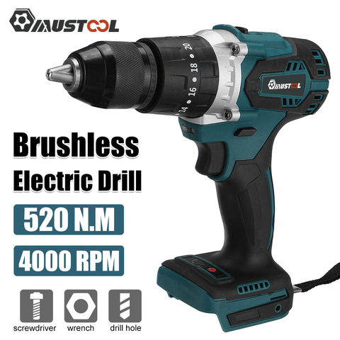 MUSTOOT 3 en 1 tournevis électrique Brushless marteau perceuse à percussion sans fil 20 + 3 couple pour Makita 18V batterie outils électriques ► Photo 1/6