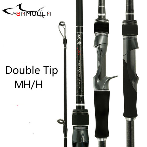 Forte Canne à pêche Double pointe Mh/h pour gros poissons haute teneur En carbone filature Canne à pêche Canne A Peche Carbonne Jigging Peche En Mer ► Photo 1/6