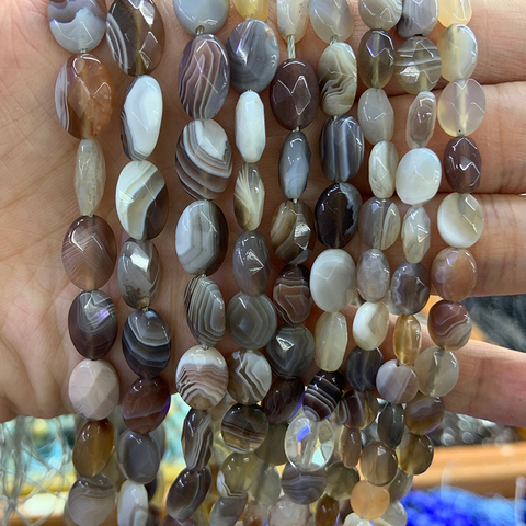 Perles en pierre d'agates naturelles du Botswana, à facettes ovales, pour la fabrication de bijoux, Bracelets, colliers, cadeau pour femmes ► Photo 1/6