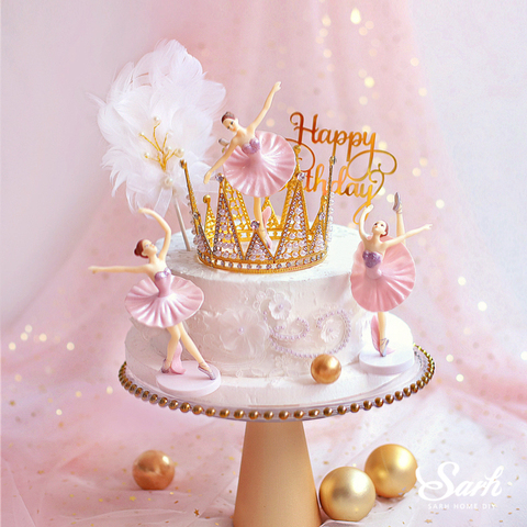 Acheter Decoration De Gateau Joyeux Anniversaire Filles Ballet Elegant Blanc Fournitures Pour La Patisserie Fete De Mariage Mariee Et Marie Cadeaux D Amour En Ligne Alitools