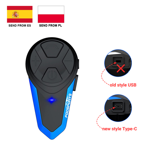 Fodsports-oreillette bluetooth pour moto, appareil de communication pour vélo, interphone sans-fil, portée BT-S3 M, kit mains-libres résistant à l'eau BT et FM, 1000 ► Photo 1/6