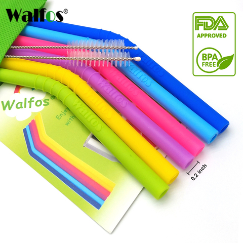 WALFOS 7 pièces/lot pailles à boisson en Silicone réutilisables-pailles à boire flexibles pour gobelets 20 & 30 oz ou Smoothies ► Photo 1/6