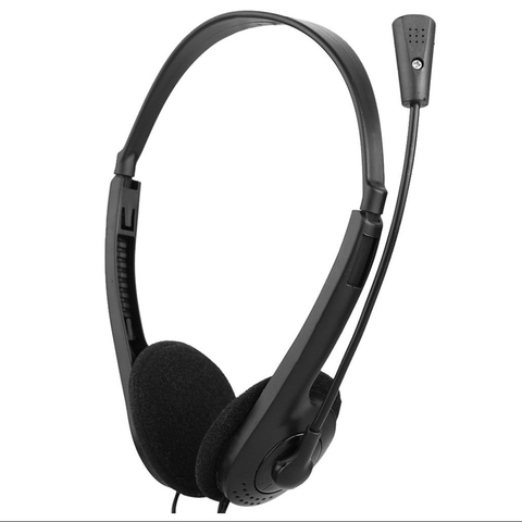 Casque stéréo filaire noir, 3.5mm, Microphone, suppression du bruit, écouteurs pour ordinateur portable, Style Service client, ordinateur portable, ordinateur de bureau ► Photo 1/6