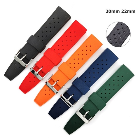 Bracelet de rechange en caoutchouc Tropical pour hommes, en Silicone souple, pour plongée, étanche, pour Seiko, 20mm, 22mm ► Photo 1/6