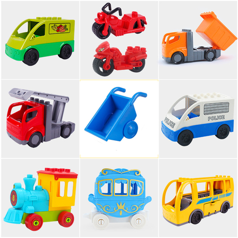 Ensemble de blocs de construction, accessoires Bus, camion de feu, jouet en briques doublées, cadeau pour enfant, grande taille, bricolage-même ► Photo 1/6