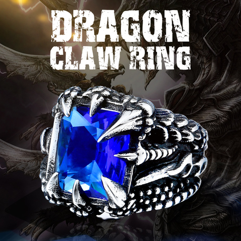 Frais Dragon Anneau de Griffe Avec Rouge/Bleu/Noir Pierre En Acier Inoxydable Homme de Hiqh Qualité Bijoux En Gros Prix BR8-178 ► Photo 1/6