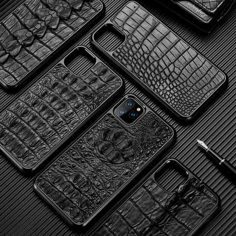 Étui de protection en Crocodile véritable antichoc pour Iphone 12 pro max 12 housse en cuir véritable pour iphone 11 pro xr xs max 8plus ► Photo 1/6