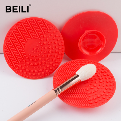 BEILI 1 pièce rouge Silicone pinceaux de maquillage nettoyant tampon tapis de nettoyage pour maquillage brosse épurateur conseil outil ► Photo 1/6