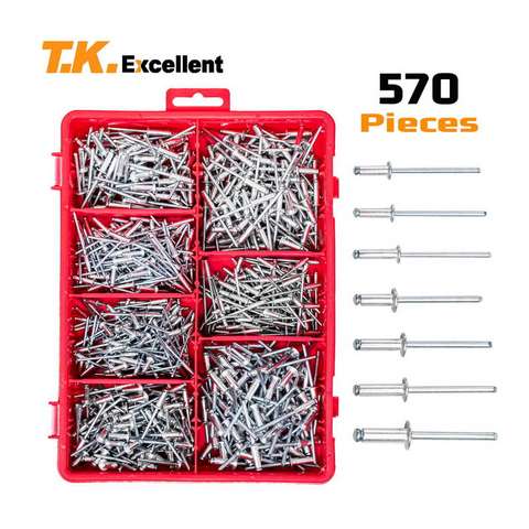 Kit d'assortiment de Rivets pour tête de dôme en aluminium, 570 pièces + perceuse 3 pièces ► Photo 1/6