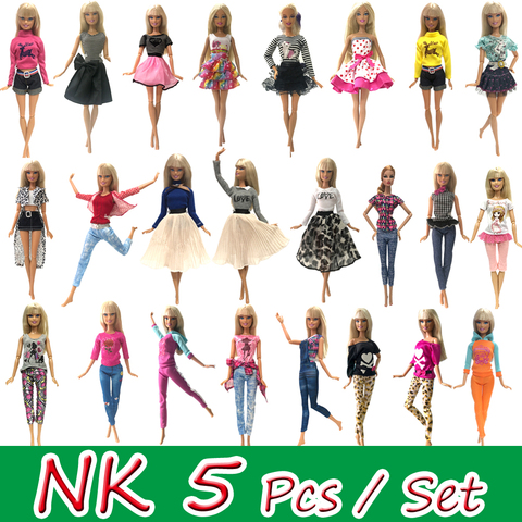 NK 5 pcs Main mode vêtements Pour Poupée Barbie robe bébé fille d'anniversaire nouvelle année présente pour les enfants ► Photo 1/6