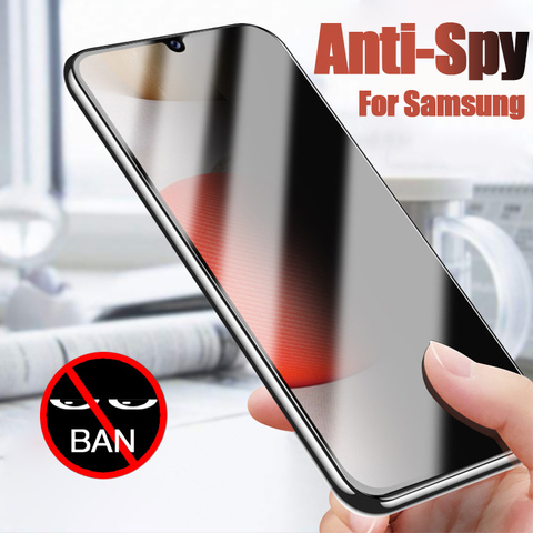 Verre trempé Anti-espion pour Samsung Galaxy S20 Fe Note 20 10 Lite A71 A51 A41 A31 A21 A21S A11 A01 Film de protection d'écran de confidentialité ► Photo 1/6