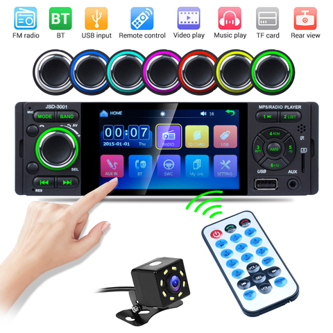 Simple 1 DIN autoradio multimédia lecteur vidéo 4.1 pouces écran tactile Bluetooth AUX Auto stéréo unité de tête + câble AUX ► Photo 1/6