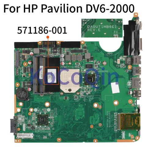 KoCoQin carte mère d'ordinateur portable pour HP pavillon DV6-2000 carte mère 571186-001 DA0UT1MB6E0 AMD DDR2 ► Photo 1/6