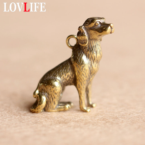 Porte-clés du zodiaque en laiton pour chien et Animal, en cuivre, fait à la main, artisanal, en Bronze, mignon, pendentif, cadeau ► Photo 1/6