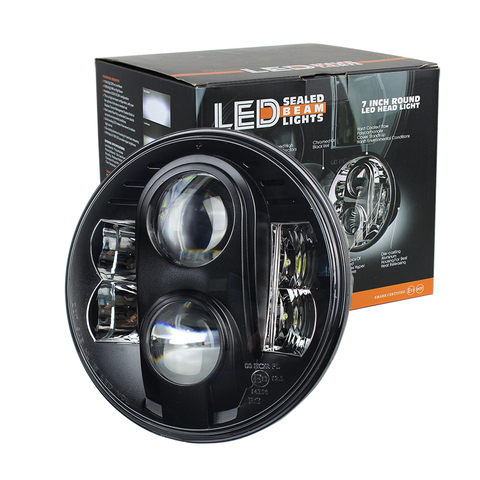 Phare de rechange pour motos, rond, H6024, faisceau led, 7 pouces, Conversion phare LED avec point et numéro d'approbation E ► Photo 1/6