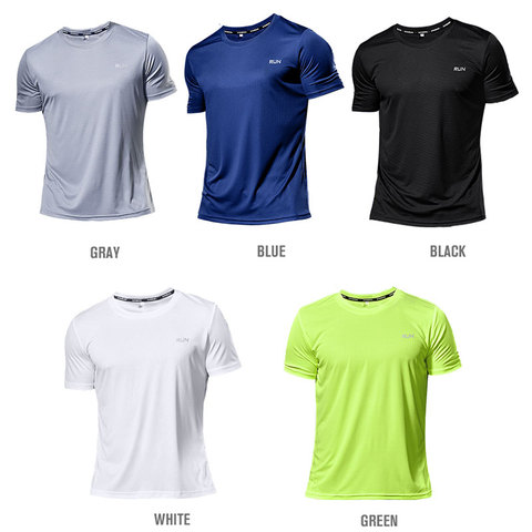 T-shirt à manches courtes multicolore pour homme, Slim, vêtement de Sport, Slim, vêtement de Fitness, entraîneur pour course à pied, vêtements de sports perméables ► Photo 1/6