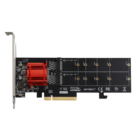 DIEWU TXB122 PCIe 3.1x8 ASM1812 à 2 ports M.2 SSD adaptateur carte d'extension double m-key à Pci-e convertisseur pour NVME 2230-22110 SSD ► Photo 1/5