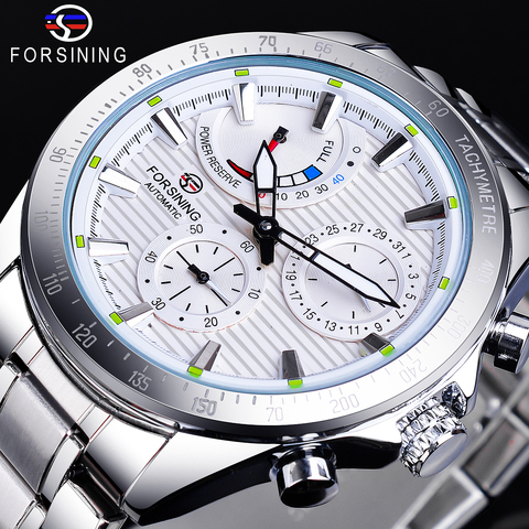 Forsining – montre automatique 2022, bracelet en acier inoxydable, étanche, blanc, lumineux ► Photo 1/6