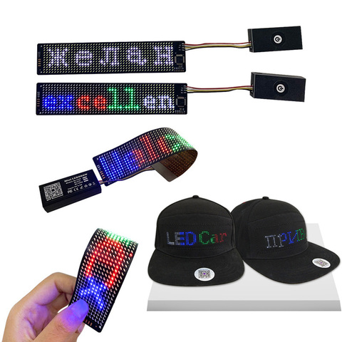 Mini Taille APPLICATION Mobile Programmable Sans Fil Affichage LED Flexible COURBE Décorations Tissu Chapeau Casque Insert Flexible Écran Led ► Photo 1/6