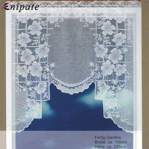 Enipate européen blanc translucide café rideau chaîne tricoté rideaux cuisine Tulle dentelle pure Jacquard rideaux 150x120cm ► Photo 1/6