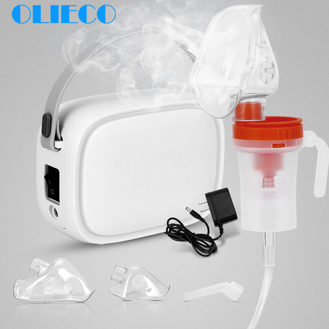 OLIECO – Kit de compresseur portatif, nébuliseur, inhalateur de médicaments, Mini appareil à vapeur pour enfants à la maison, rechargeable, lumière silencieuse ► Photo 1/6