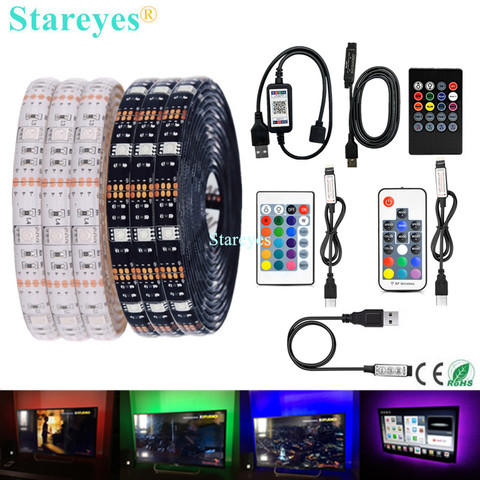 Bande lumineuse RGB 5050, SMD LED, USB 5V DC lumière LED, Flexible, étanche IP20 IP65, 1m 2m 3m 4m 5m, ajouter télécommande pour fond de télévision, ruban adhésif ► Photo 1/6