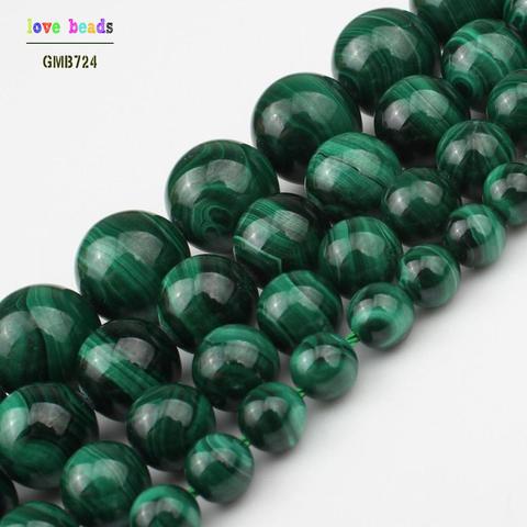 Perles Malachite vertes naturelles pour bijoux, 6/8/10/12mm, bricolage 7.5 pouces, Bracelets pour femme colliers ► Photo 1/6