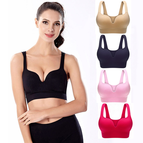 Soutien-gorge Push Up sans couture pour femme, sous-vêtement rembourré, brassière de sport sans fil, grande taille ► Photo 1/6