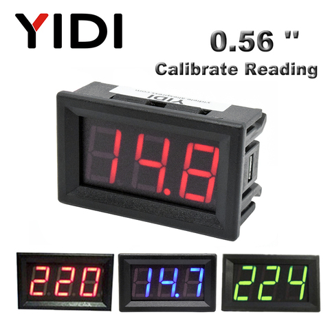 Voltmètre numérique LCD 0.56 pouces 30-500VAC, calibrage lecture 0-100VDC 5-30V rouge vert bleu affichage LED testeur de tension ► Photo 1/6
