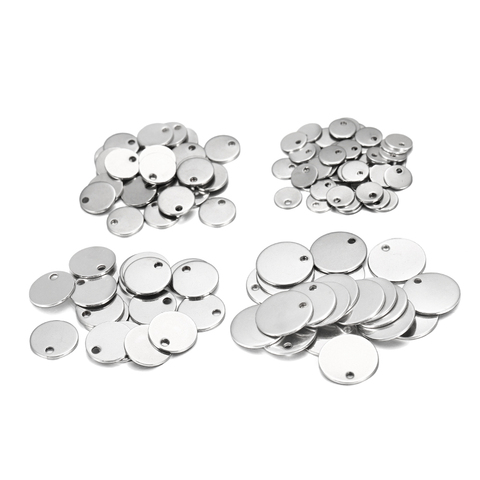 Pendentifs vierges pour colliers, 10-50pcs, 6-30mm, pendentifs en acier inoxydable étiquettes rondes pour chiens, marquage bijoux à bricoler soi-même ► Photo 1/6