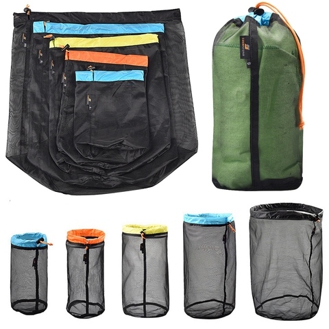 S ~ XXL ultra-léger maille sac de rangement sacs à cordon de haute qualité en plein air sac organisateur de voyage outil de randonnée ► Photo 1/1