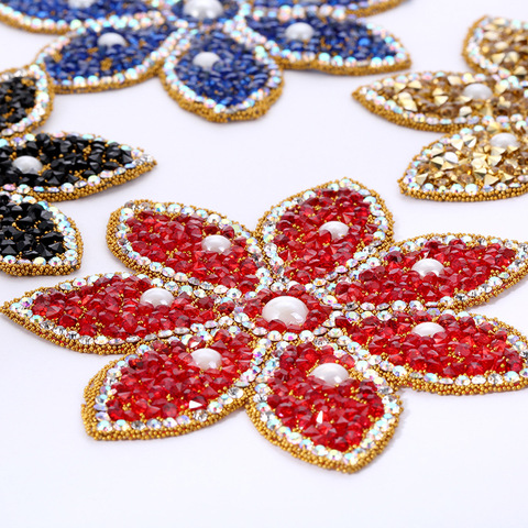 Patchs à paillettes en strass pour vêtements, fleurs, autocollants à rayures, en cristal, pour robe, thermoadhésifs ► Photo 1/6