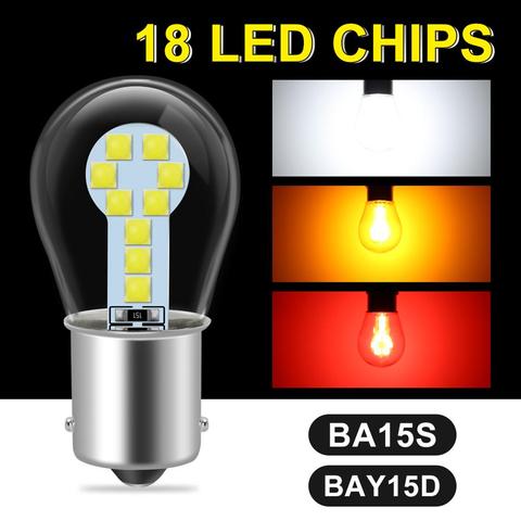 Ampoule de frein à queue de voiture, 3030 puces 18SMD 1156 P21W BA15S, Led 1157 BAY15D P21/5W, ampoule de stationnement, retournement de marche 12V, 1 pièce ► Photo 1/6