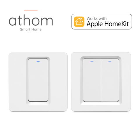 ATHOM Homekit ue WiFi commutateur intelligent touche de presse 1/2/3 gang Siri contrôle vocal neutre nécessaire ► Photo 1/5