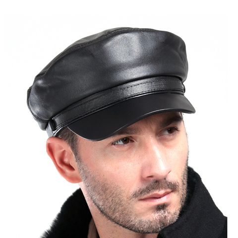 HARPPIHOP – chapeau en cuir véritable de mouton et fourrure pour femme, décontracté, style marin, collection automne et hiver ► Photo 1/6