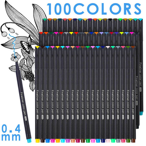 Stylos finissants de 60/100mm, 12/24/36/48/0.4 couleurs, pour marqueur métallique, stylo de dessin, marqueur de couleur pour croquis, ensemble d'art, papeterie ► Photo 1/6