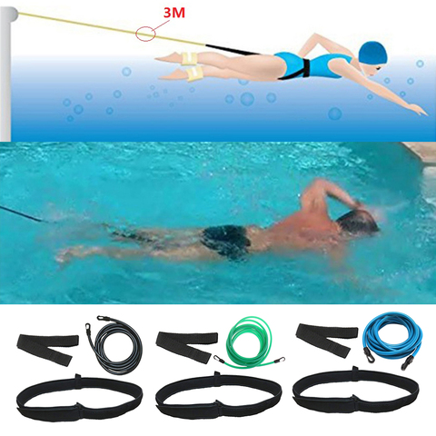 Ceinture de résistance à la natation ceinture d'entraînement à cordon élastique de natation ceinture d'exercice élastique avec une sangle de taille un sac de rangement en maille ► Photo 1/6