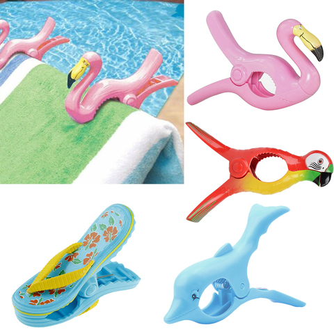 Pinces à serviettes de plage en plastique, 4 pièces, pinces de couleur, Animal mignon, pour éviter le vent, pinces à vêtements, supports de séchage, Clip de retenue ► Photo 1/6