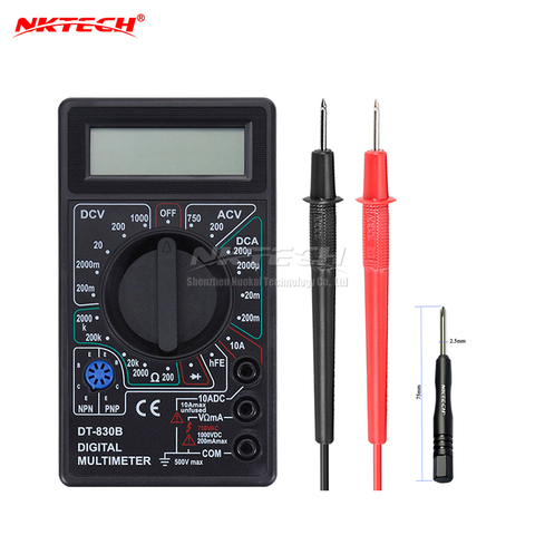 NKTECH – voltmètre de poche numérique DT830B, multimètre de poche, ampèremètre, ohmmètre, tension AC, DC, résistance de courant OHM, multi-testeur Portable ► Photo 1/6