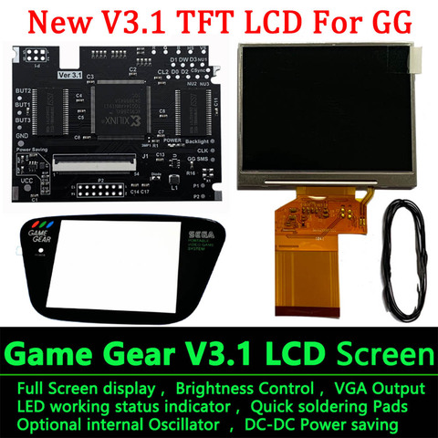 Kits LCD TFT V2 plein écran pour Console de jeux SEGA écran rétro-éclairage LCD haute luminosité V2 avec VGA pour les jeux SEGA GG ► Photo 1/6