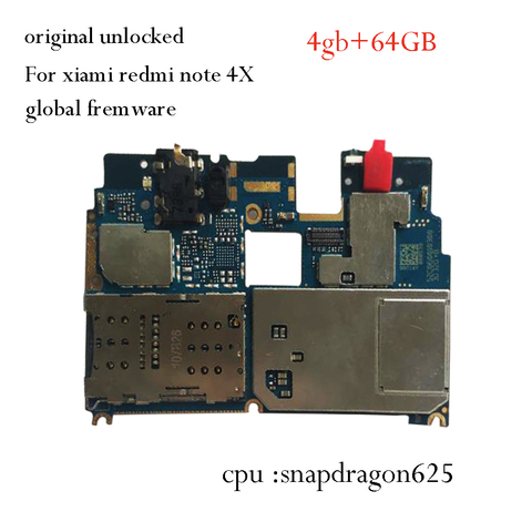 Carte mère d'origine pour Xiaomi Redmi Note 4X note 4 Version globale 4 + 64GB Snapdragon 625 carte mère Frimware MIUI Note4X ► Photo 1/2