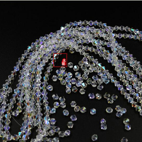Perles en cristal d'autriche Bicone, 1000 pièces exquises de 3mm pour le marquage de bijoux collier et Bracelet AB blanc, vente en gros ► Photo 1/3